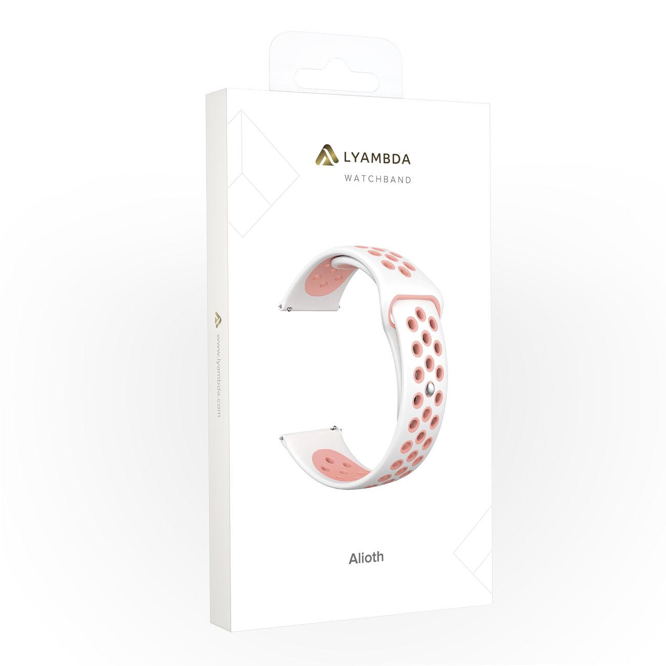 Универсальный силиконовый ремешок для часов 20 mm LYAMBDA ALIOTH DS-GS-03-20-PK White/Pink