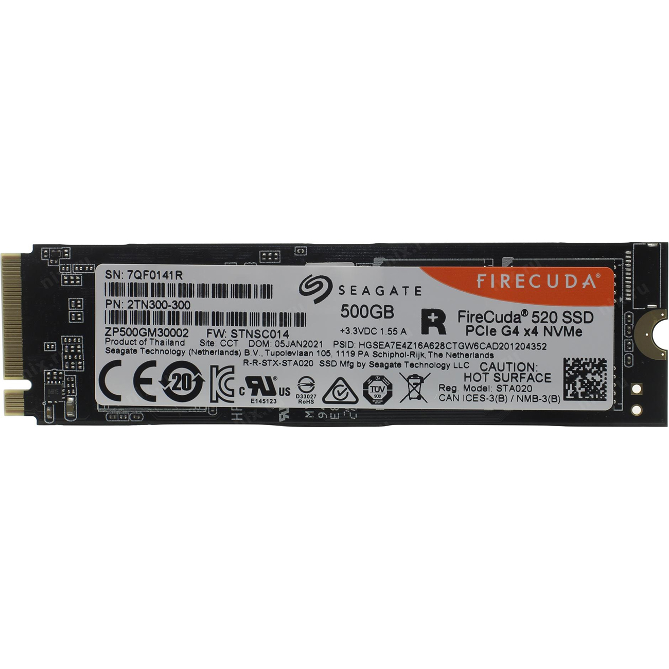 Внутренний SSD накопитель Seagate 500GB FireCuda 520 TLC 3D NAND (ZP500GM3A002)