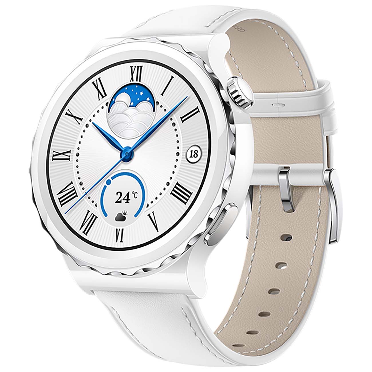 Смарт-часы HUAWEI GT 3 Pro Silver Bezel White Leather (FRG-B19) фото