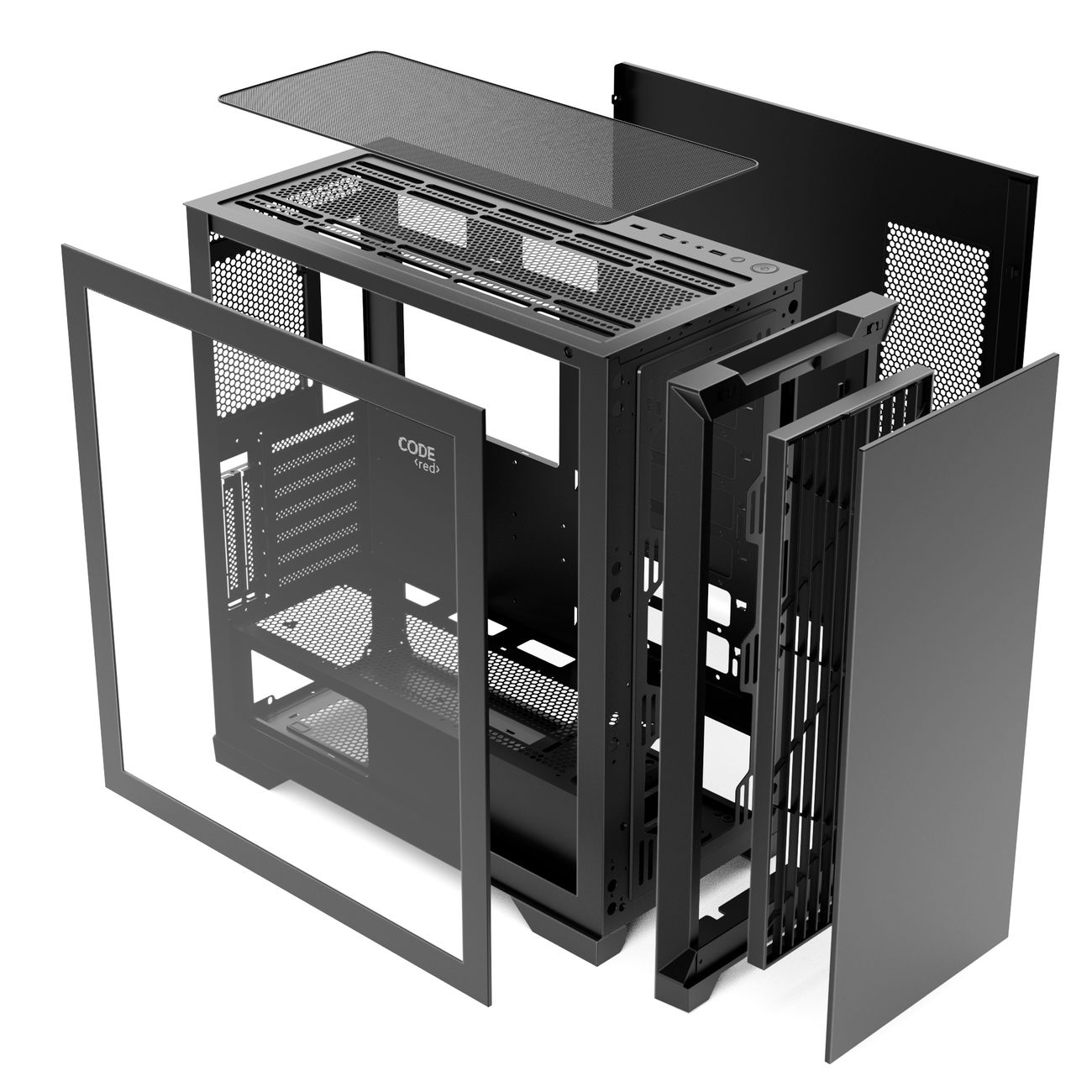 Корпус для компьютера Code GC-LX1, закаленное стекло, черный