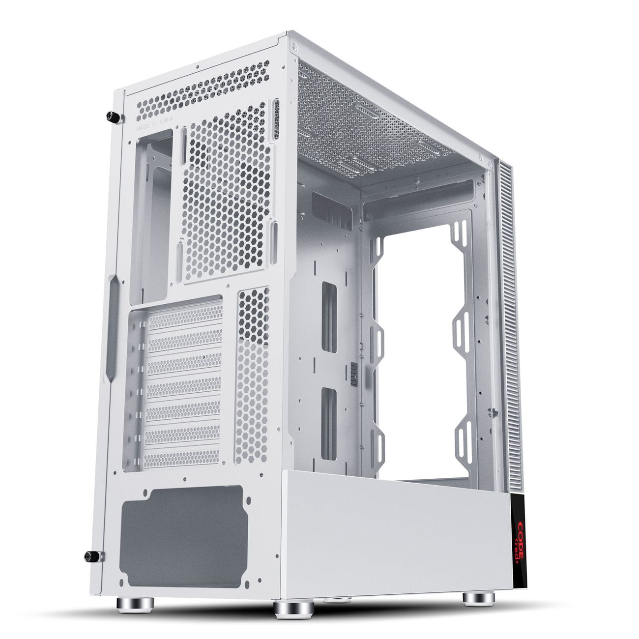 Корпус для компьютера Code GC-LX2 , закаленное стекло, ARGB, белый