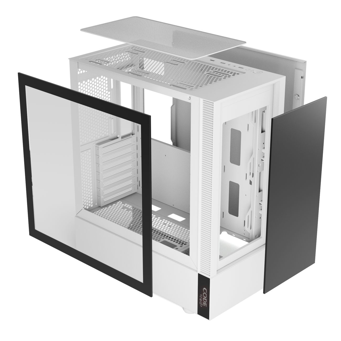 Корпус для компьютера Code GC-LX2 , закаленное стекло, ARGB, белый