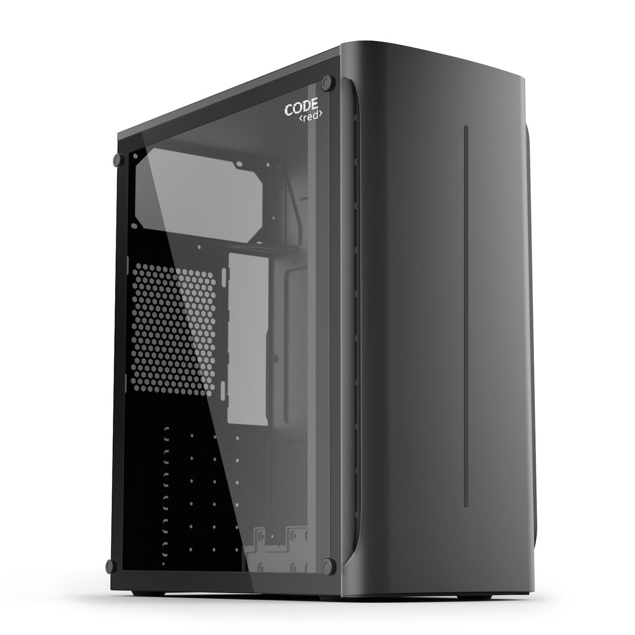 Корпус для компьютера Code GC-SX1, акриловая панель, LED, черный