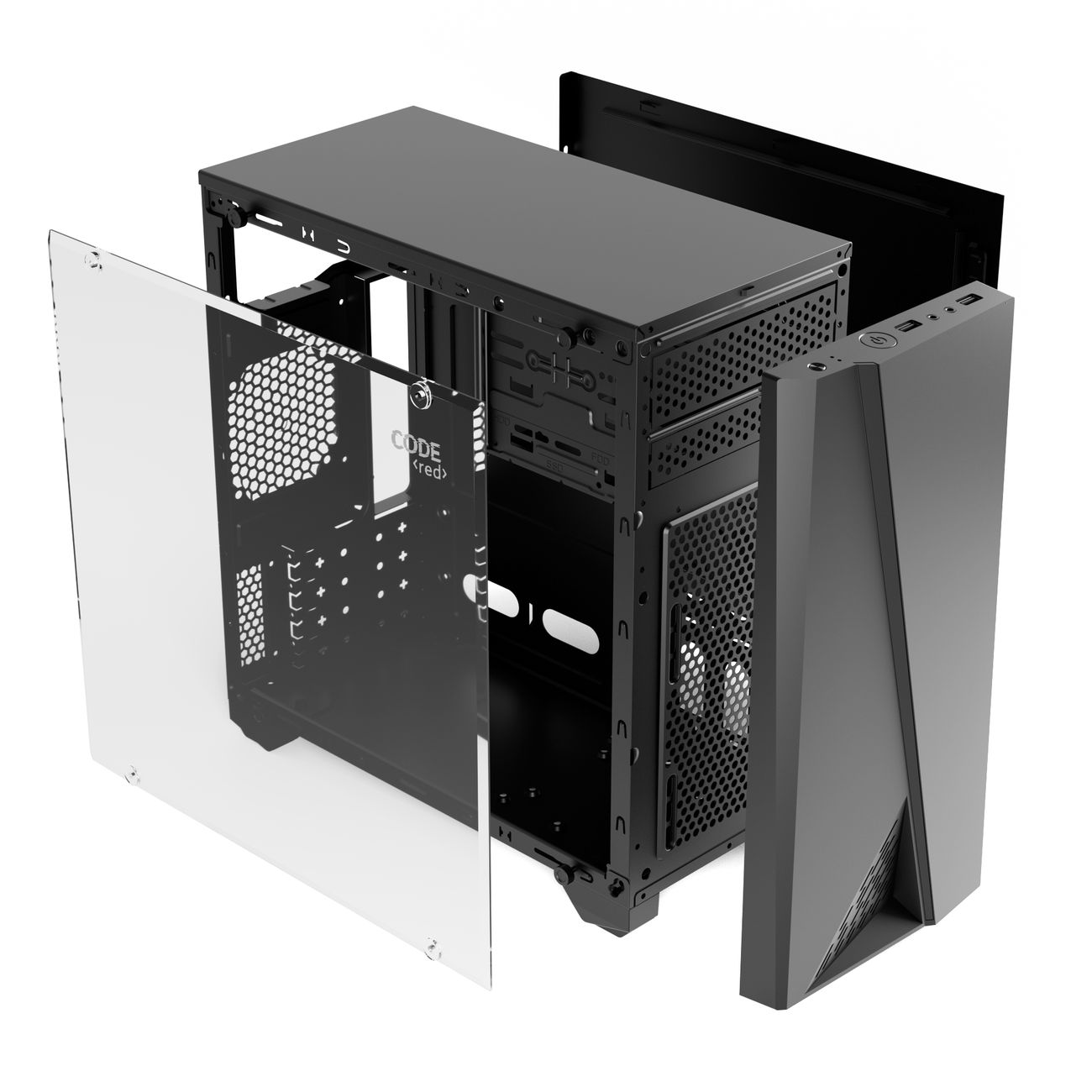 Корпус для компьютера Code GC-SX3, акриловая панель, ARGB, черный