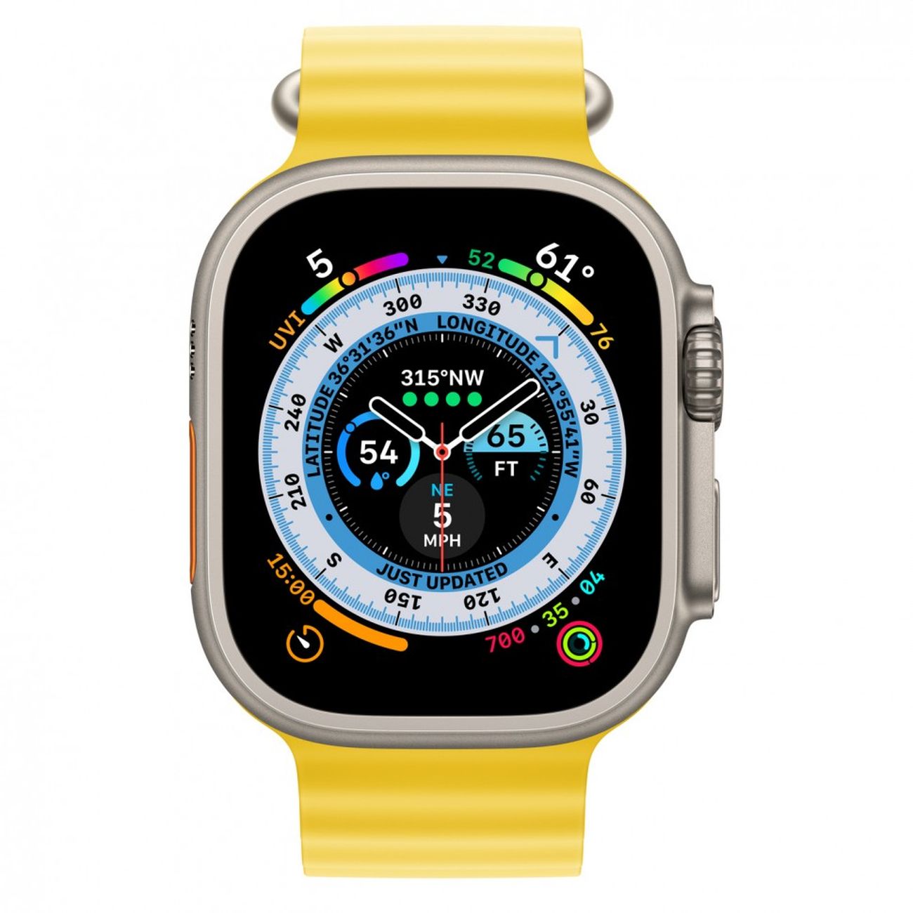Смарт-часы Apple Watch Ultra 49mm Titanium Case with Yellow Ocean Band, размер M (MNH93)