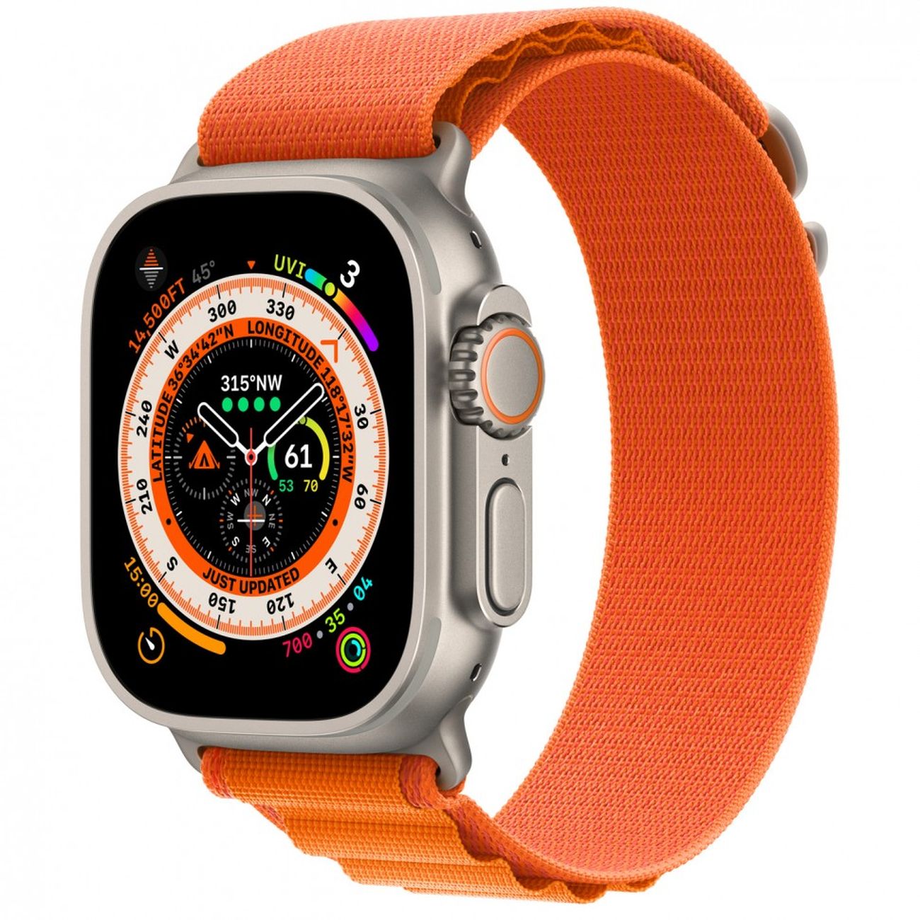 Смарт-часы Apple Watch Ultra 49mm Titanium Case with Orange Alpine Loop, размер M (MQEU3) фото