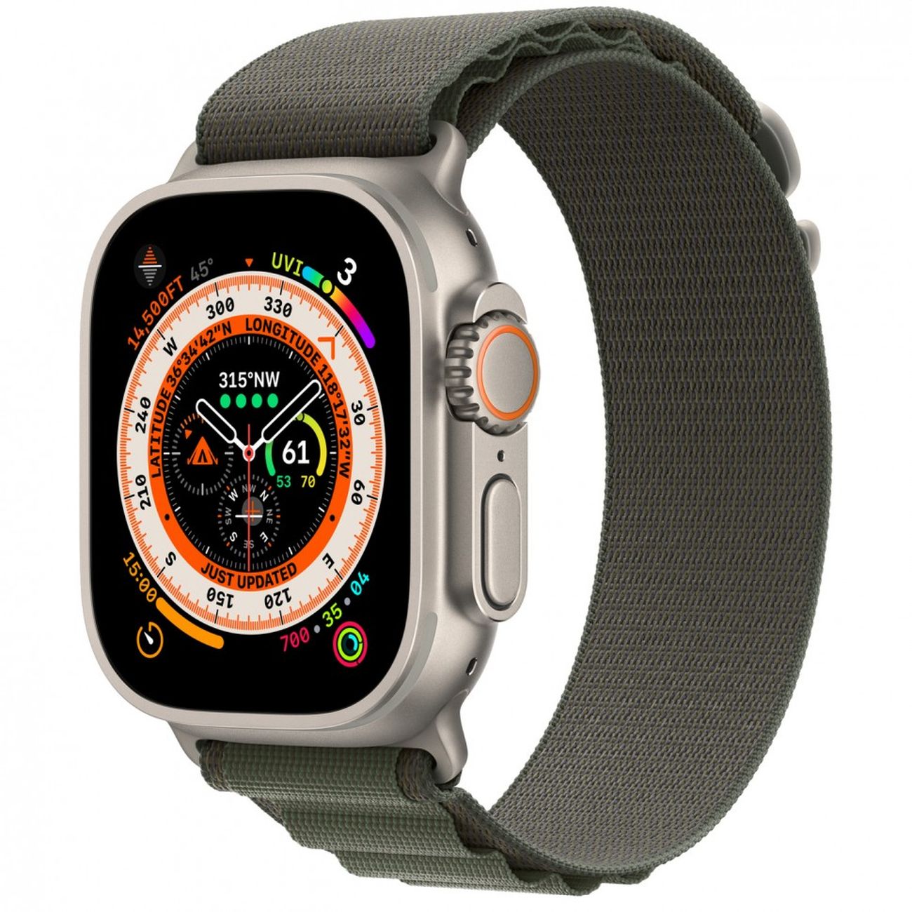 Смарт-часы Apple Watch Ultra 49mm Titanium Case with Green Alpine Loop, размер M (MQEW3)