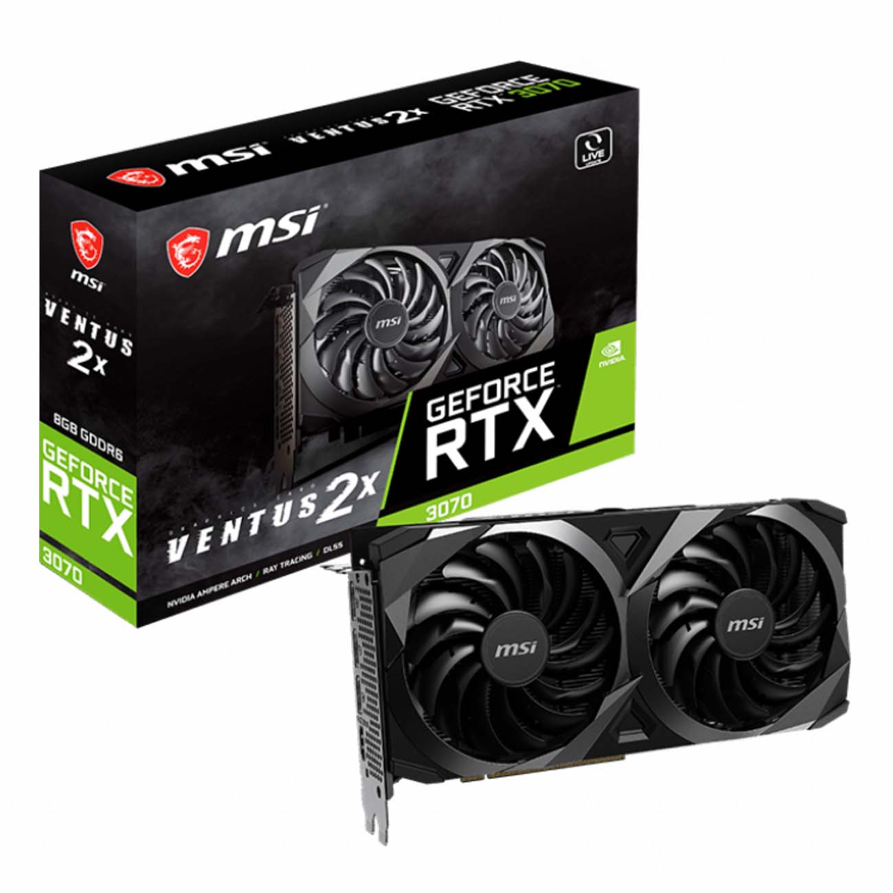 Видеокарта MSI Geforce RTX 3070 Ventus 2X 8GB OC LHR