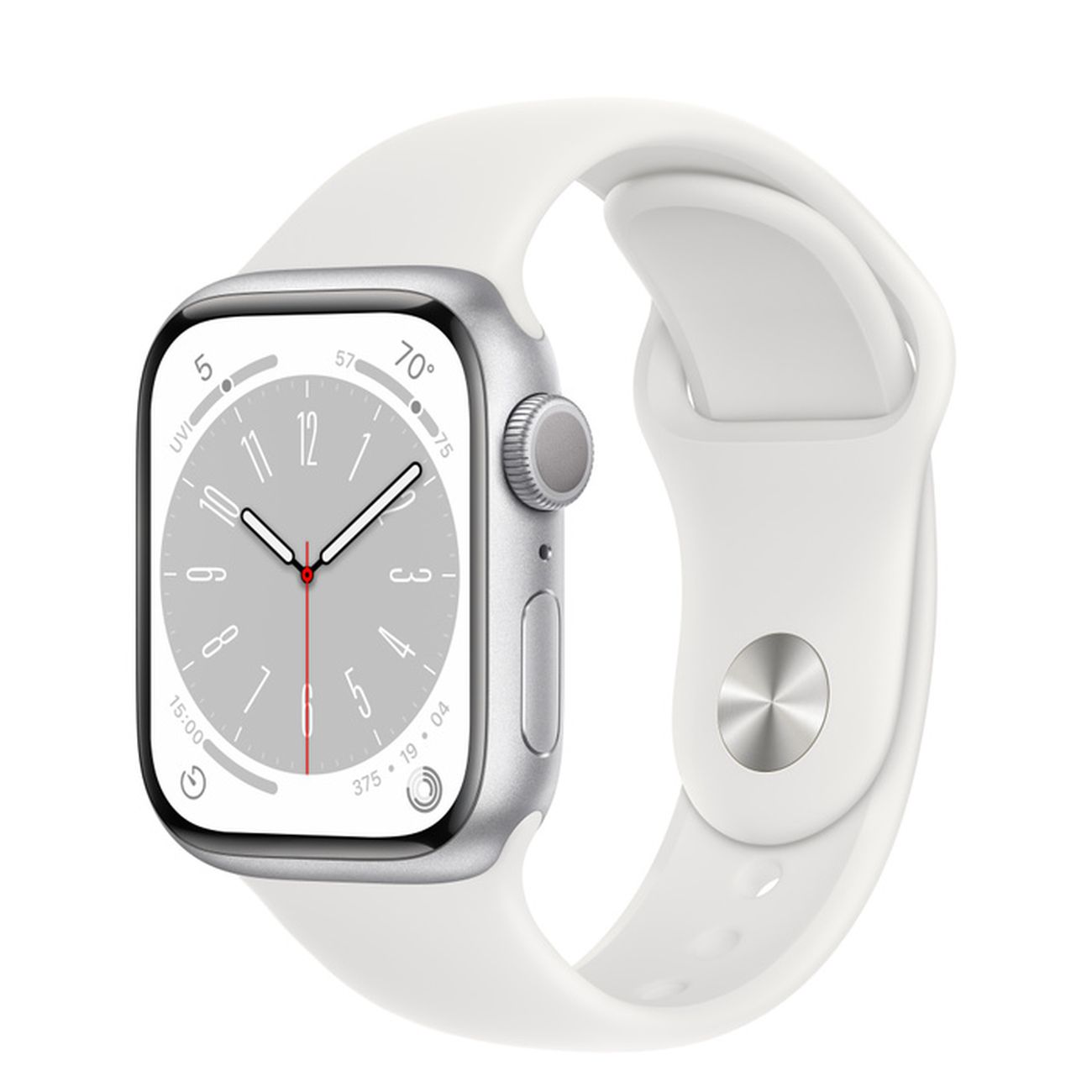 Смарт-часы Apple Watch Series 8 41mm Silver Aluminum Case with White Sport Band, размер S/M (MP6K3) фото