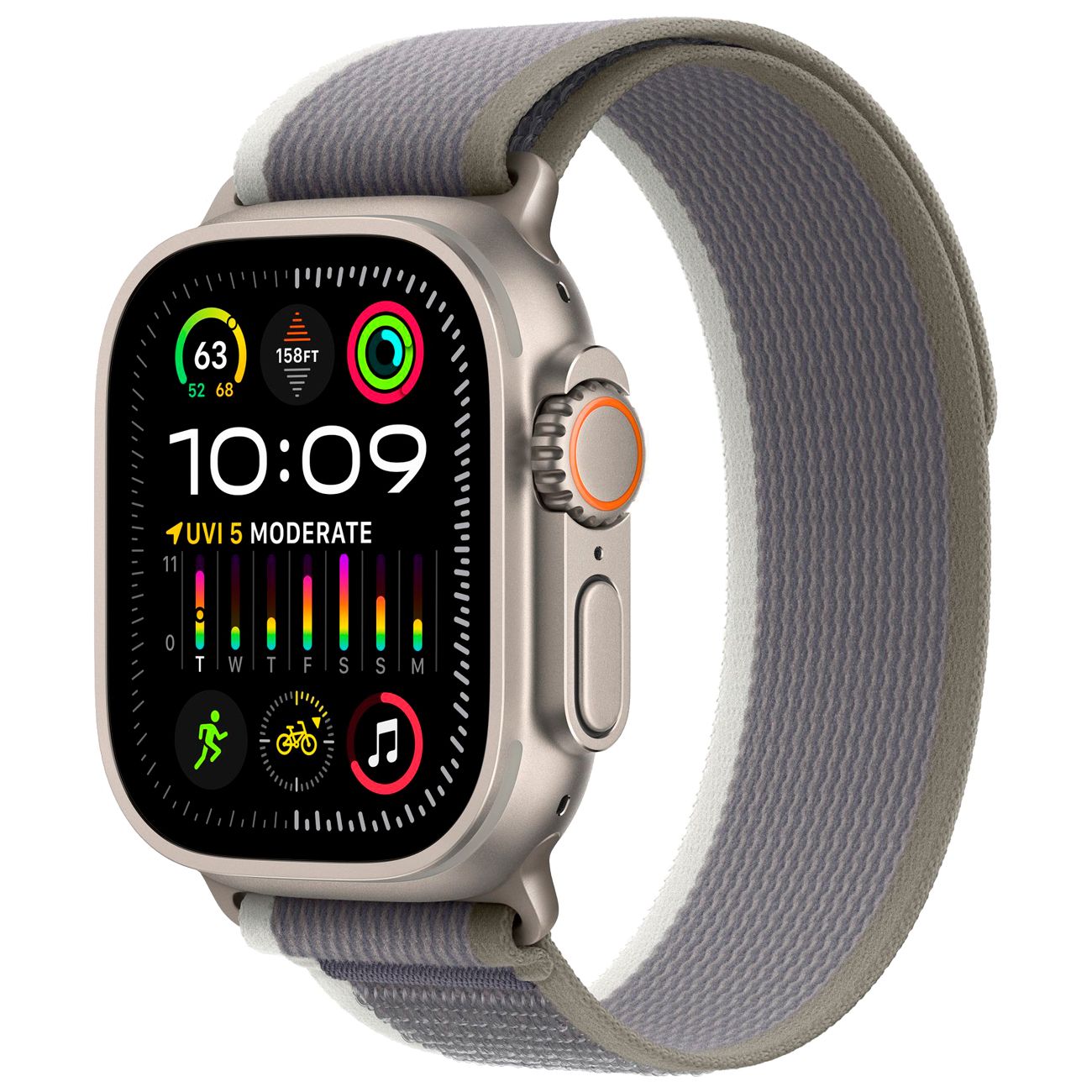 Смарт-часы Apple Watch Ultra 2 49mm Titanium Case with Green/Grey Trail Loop, размер S/M
