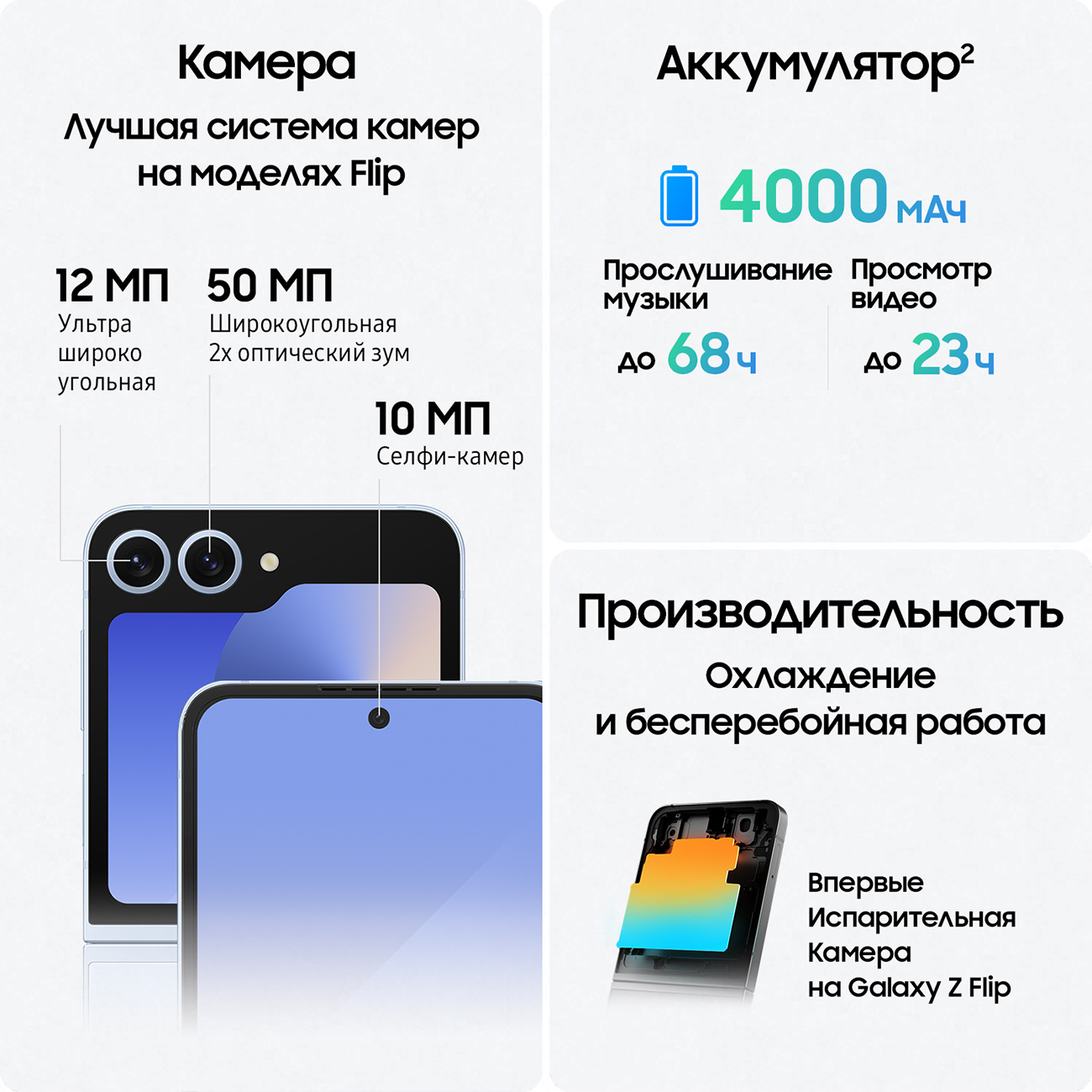 Восстановленный смартфон Samsung Galaxy Z Flip6 12/512GB Голубой, отличный