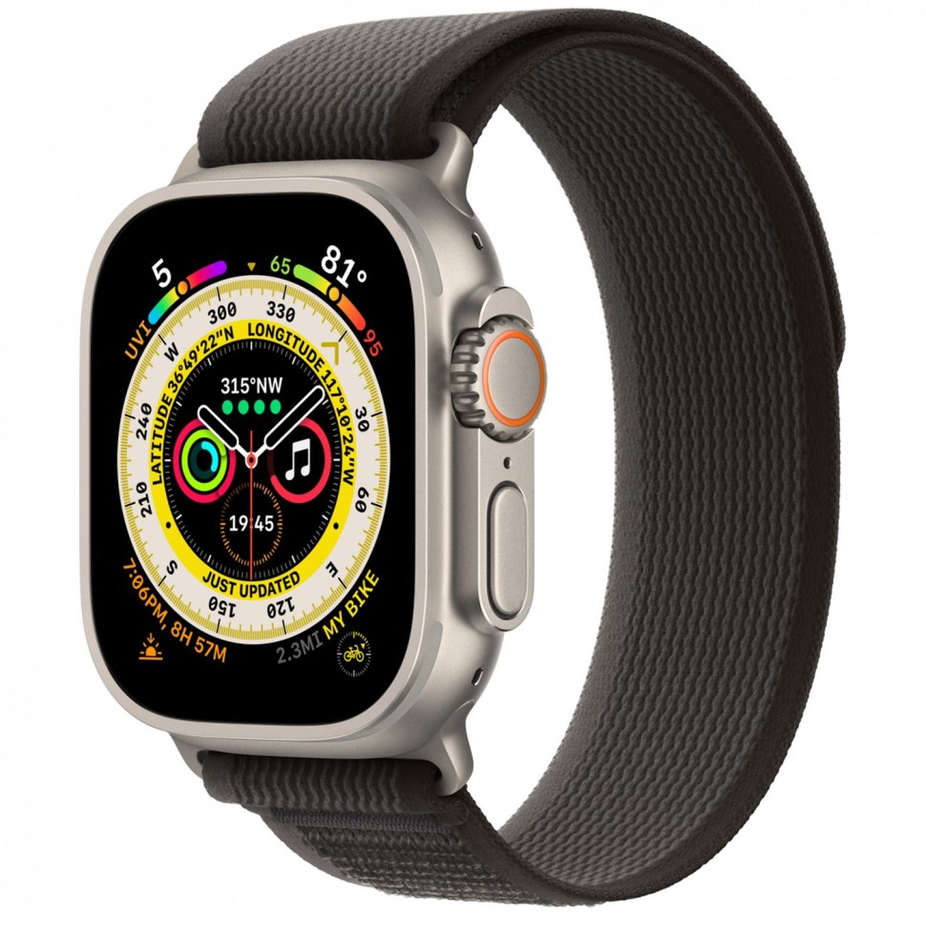Восстановленные смарт-часы Apple Watch Ultra 49mm Titanium Case with Black/Grey Trail Loop, размер S/M (MQF43), как новый