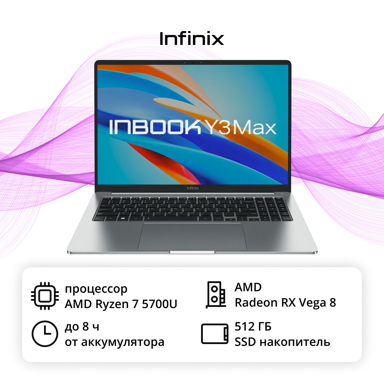Восстановленный ноутбук Infinix Inbook Y3 Max YL61A5 /R7 5700U/16/512GB/W11/Grey, отличный