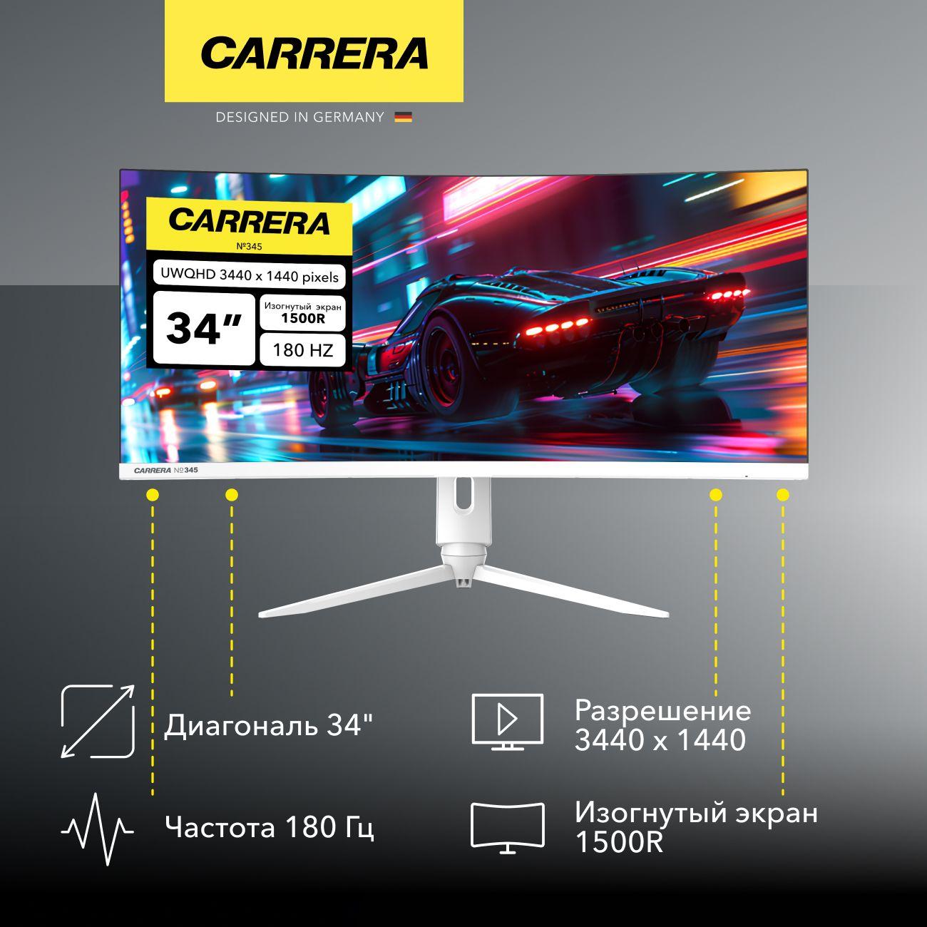 Монитор Carrera №345 (34"/R1500/3440x1440/180Гц/белый) фото