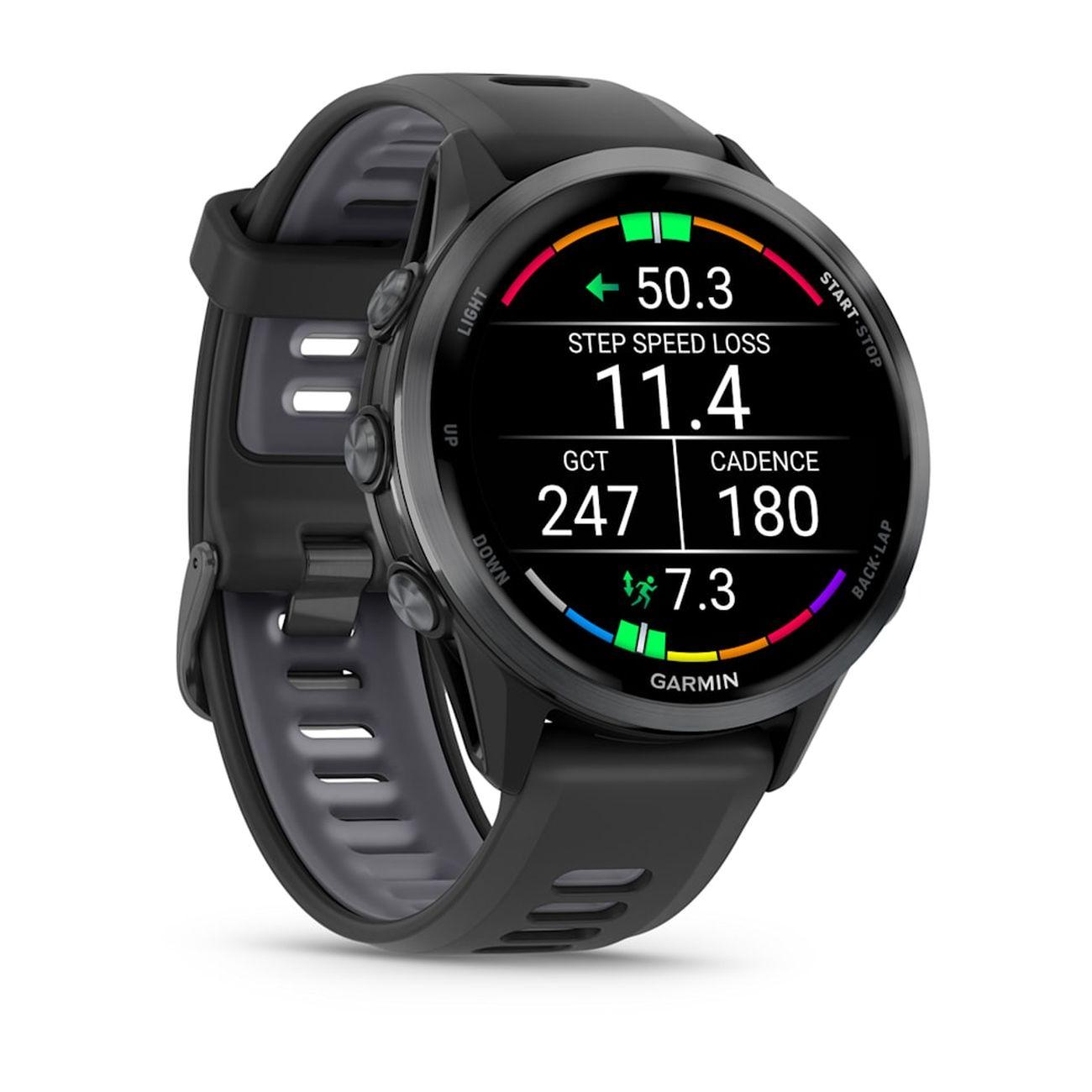 Спортивные часы Garmin Forerunner 970 черный, темно-серый DLC титановый безель, черный ремешок 47мм 010-02969-10