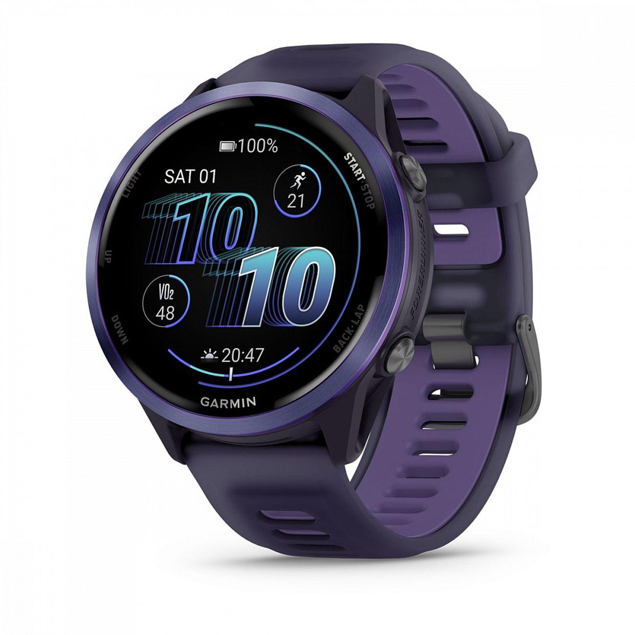 Спортивные часы Garmin Forerunner 570 47мм, темно-серый, алюминиевый безель цвета индиго, пурпурный/индиго ремешок (010-02971-02)
