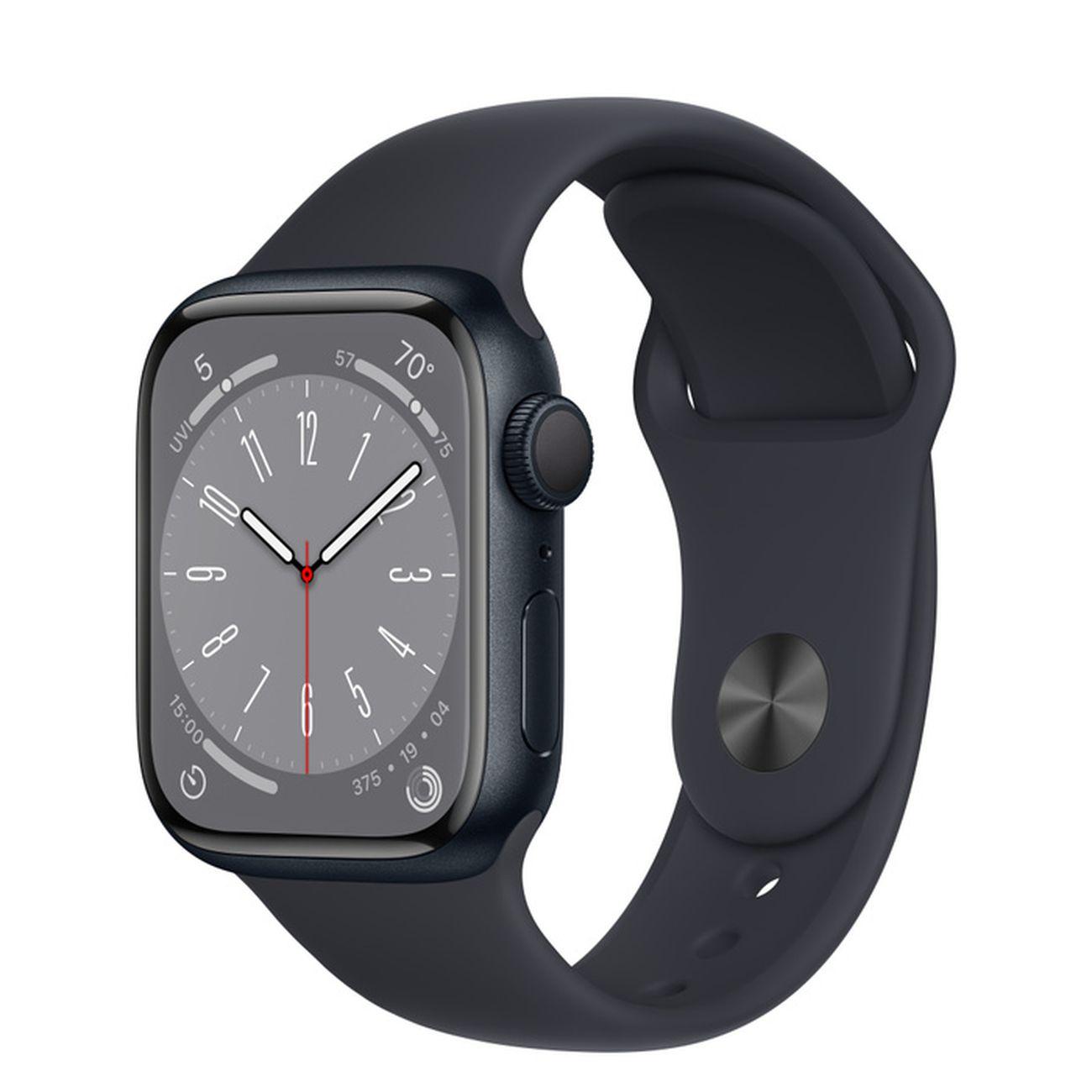 Восстановленные смарт-часы Apple Watch Series 8 41mm Midnight Aluminum Case with Midnight Sport Band, размер S/M (MNU73), рабочий