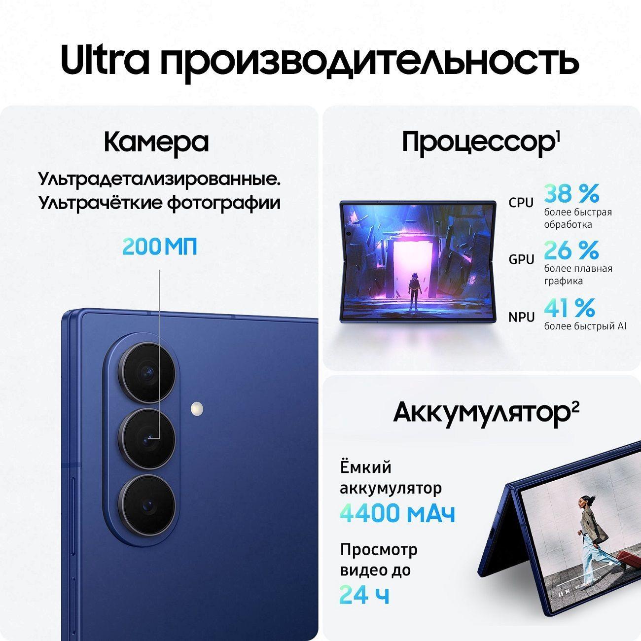 Восстановленный смартфон Samsung Galaxy Z Fold7 5G 12/512GB cиний, как новый