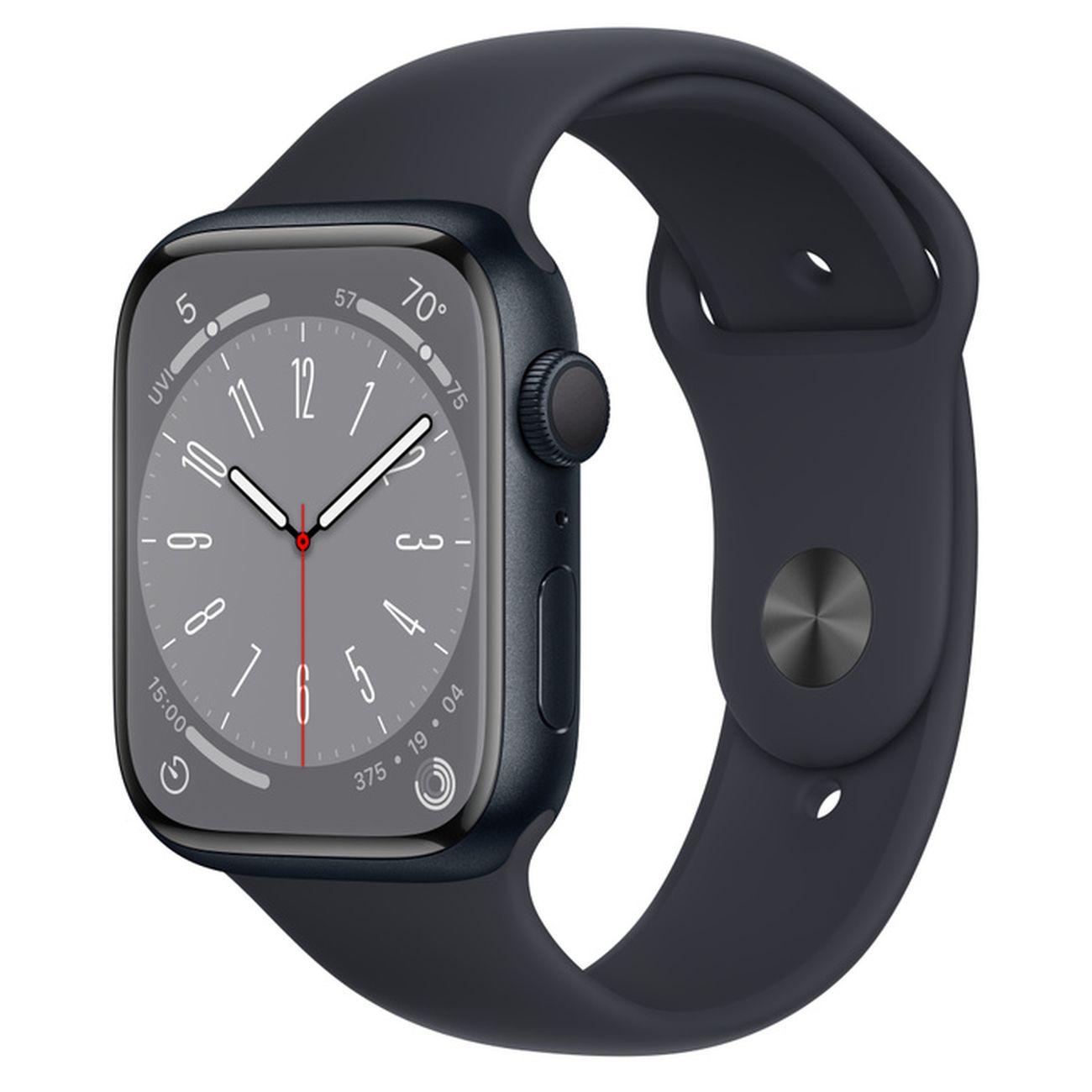 Восстановленные смарт-часы Apple Watch Series 8 45mm Midnight Aluminum Case with Midnight Sport Band, размер M/L, рабочий