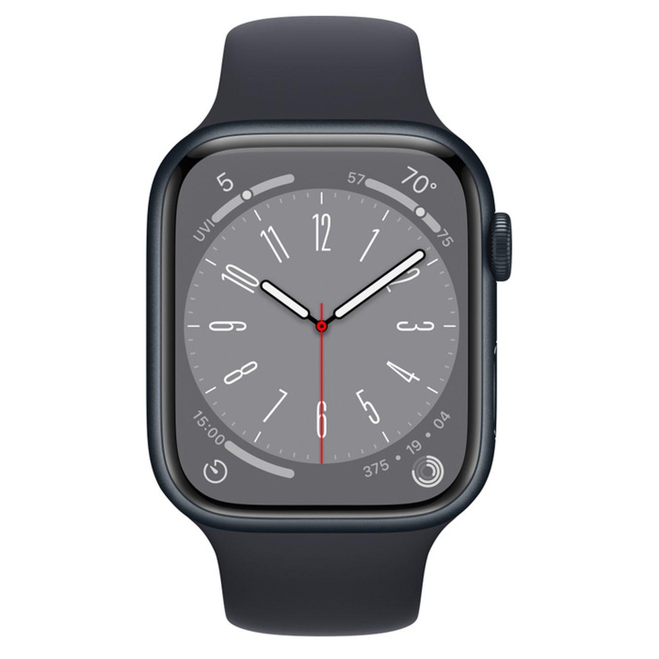 Восстановленные смарт-часы Apple Watch Series 8 45mm Midnight Aluminum Case with Midnight Sport Band, размер M/L, рабочий