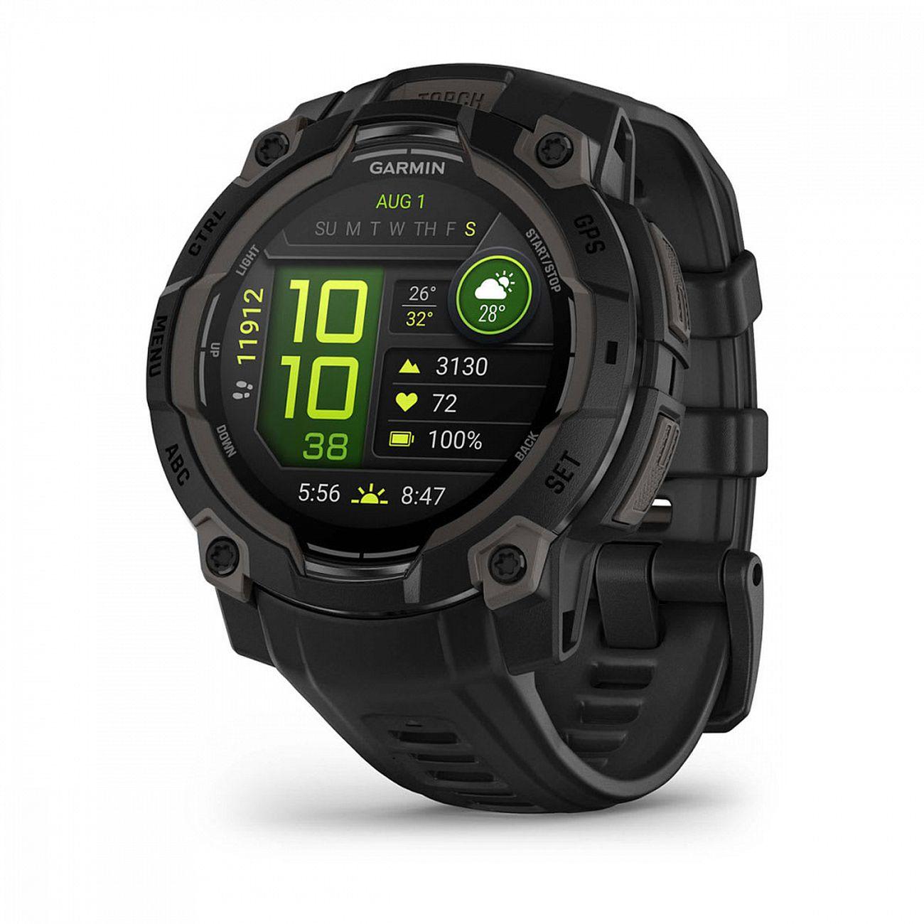 Спортивные часы Garmin Instinct 3 AMOLED черный, черный ремешок 45мм