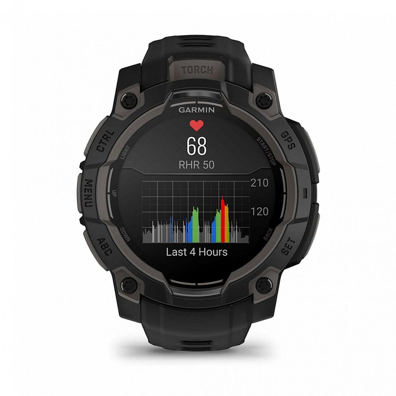 Спортивные часы Garmin Instinct 3 AMOLED черный, черный ремешок 45мм