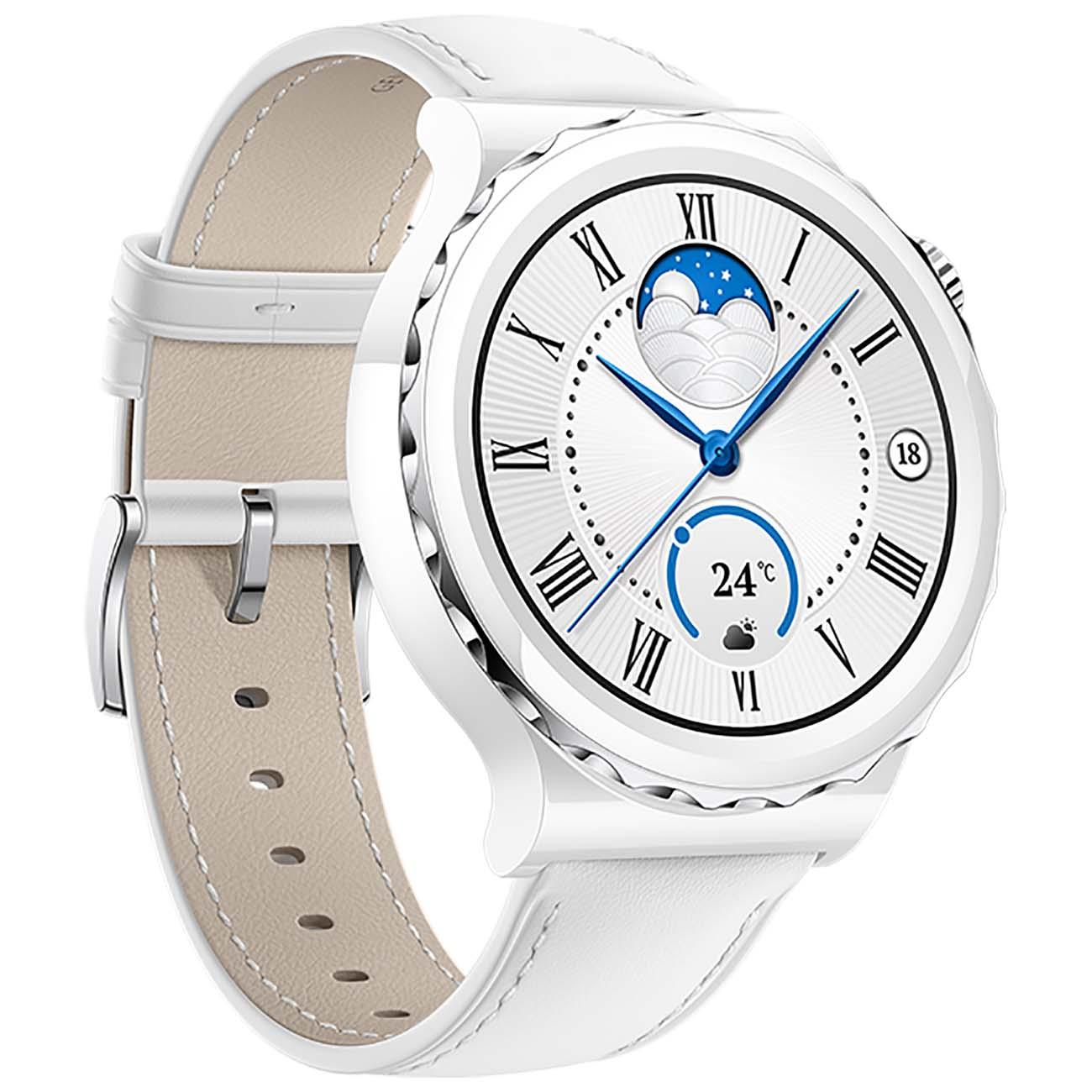 Восстановленные смарт-часы HUAWEI Watch GT 3 Pro Silver Bezel White Leather (белый серебристый) FRG-B19, отличный
