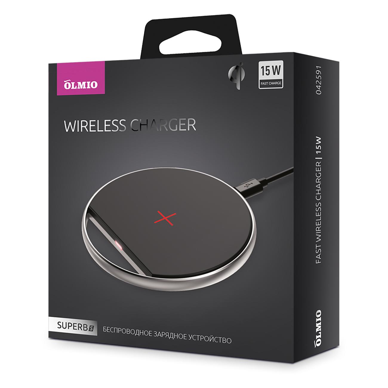 Беспроводное зарядное устройство Olmio 42591 черный