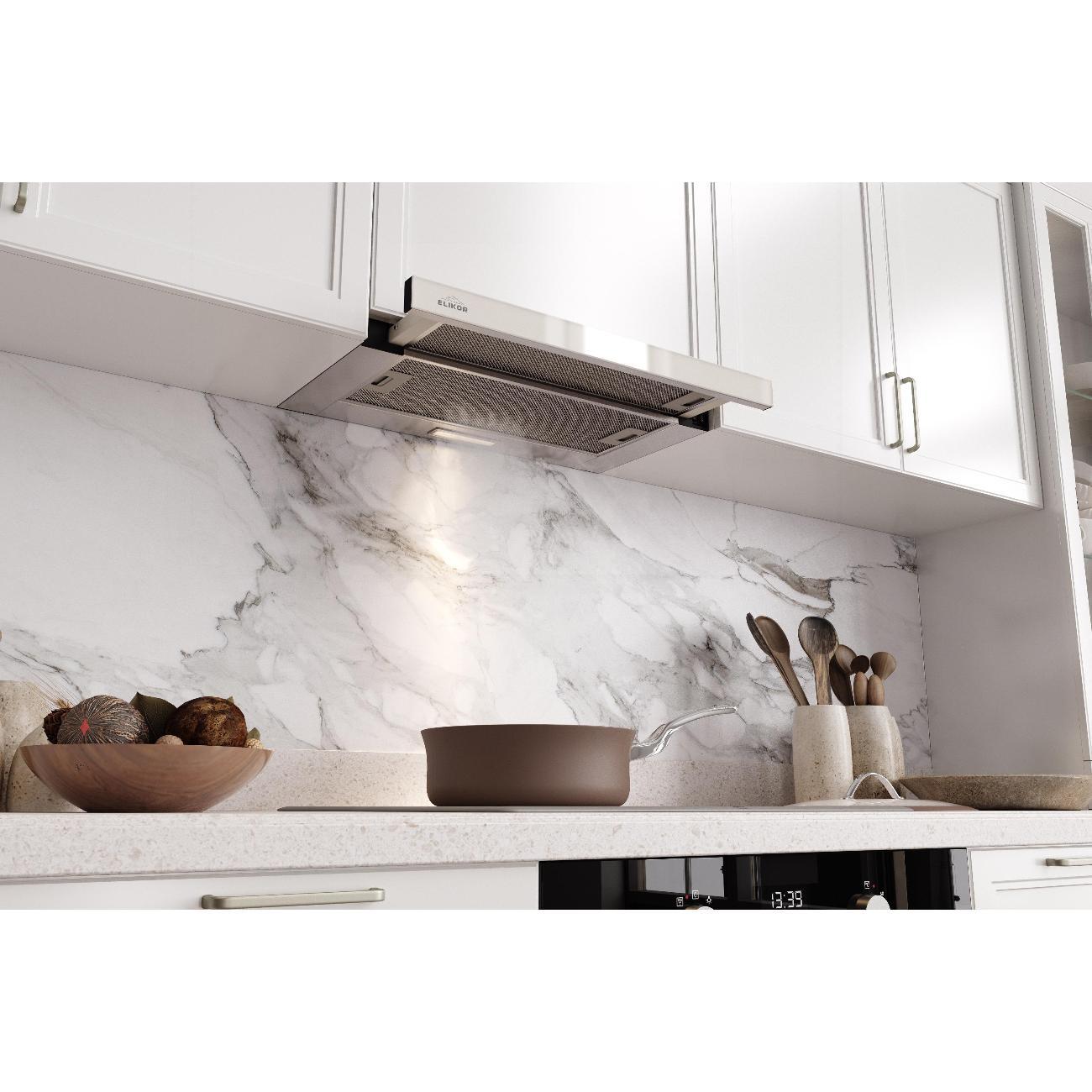 Вытяжка встраиваемая в шкаф Elikor Интегра GLASS 60Н-400-В2Д нержавеющая сталь