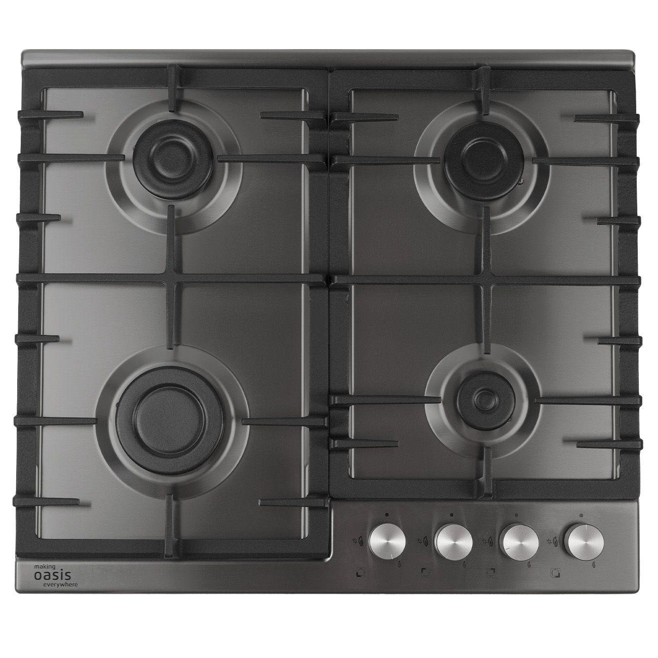 Встраиваемая газовая панель независимая Oasis P-MNR серая/черная фото