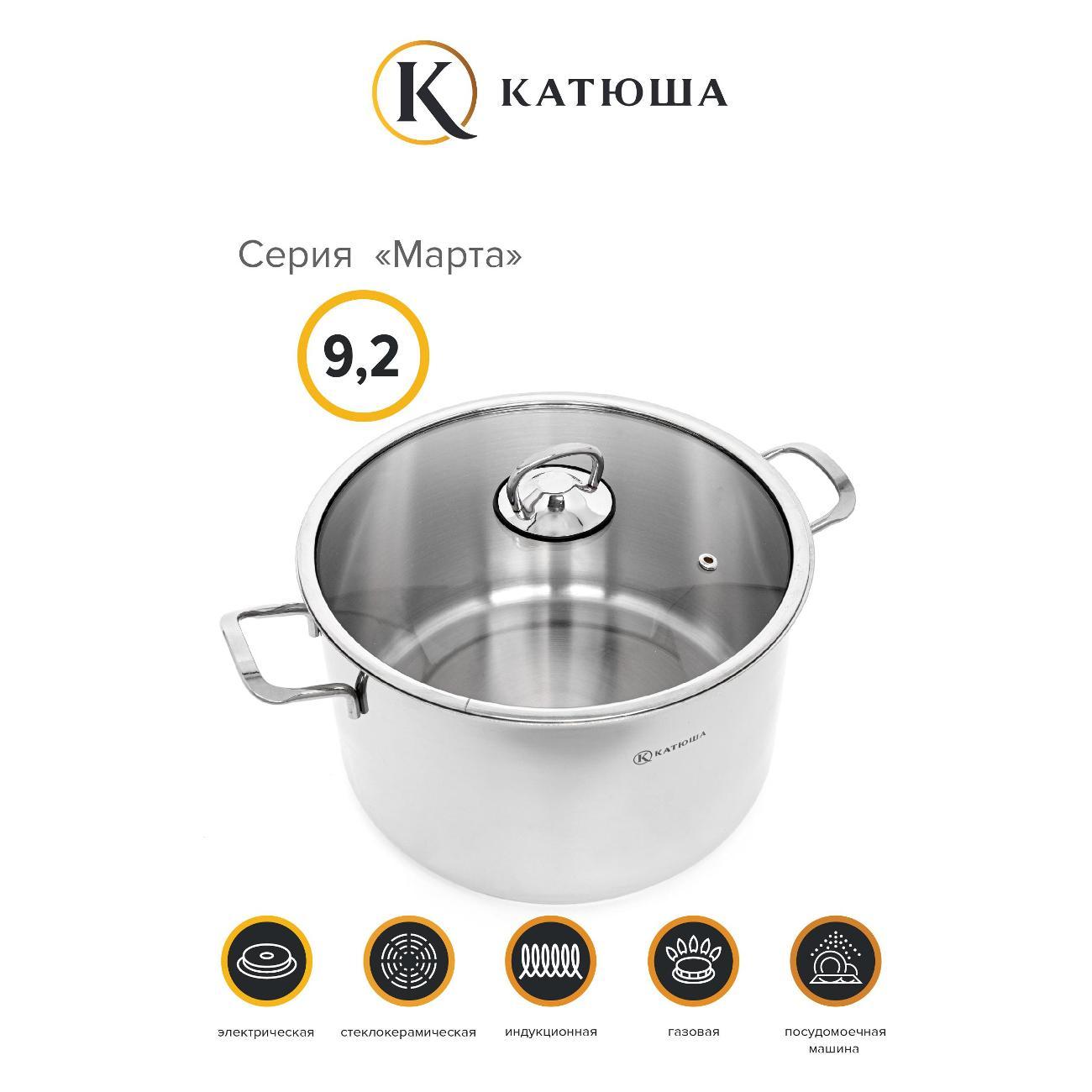 Кастрюля Катюша Марта. 9.2л. 30х14см