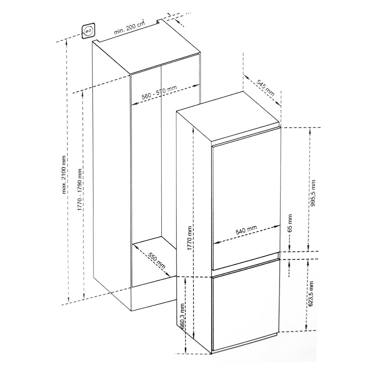 Встраиваемый холодильник комби Scandilux CFFBI 256 E