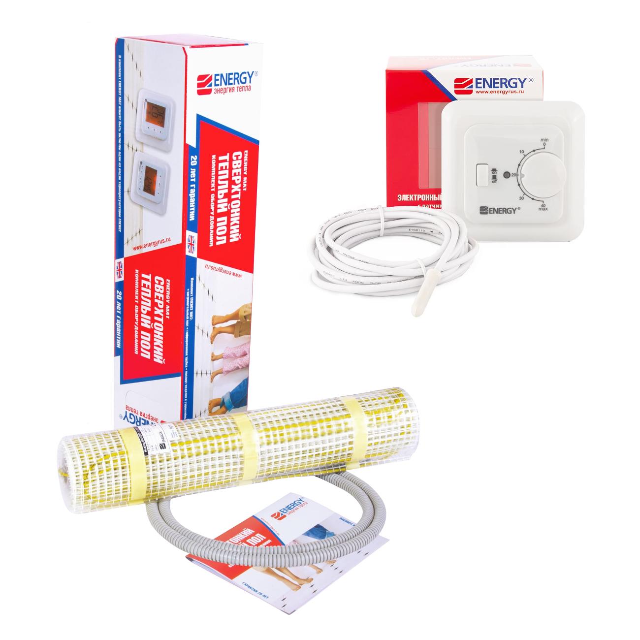 Нагревательный комплект ENERGY Group мат 0,8 - 130 Вт с терморегулятором TK04