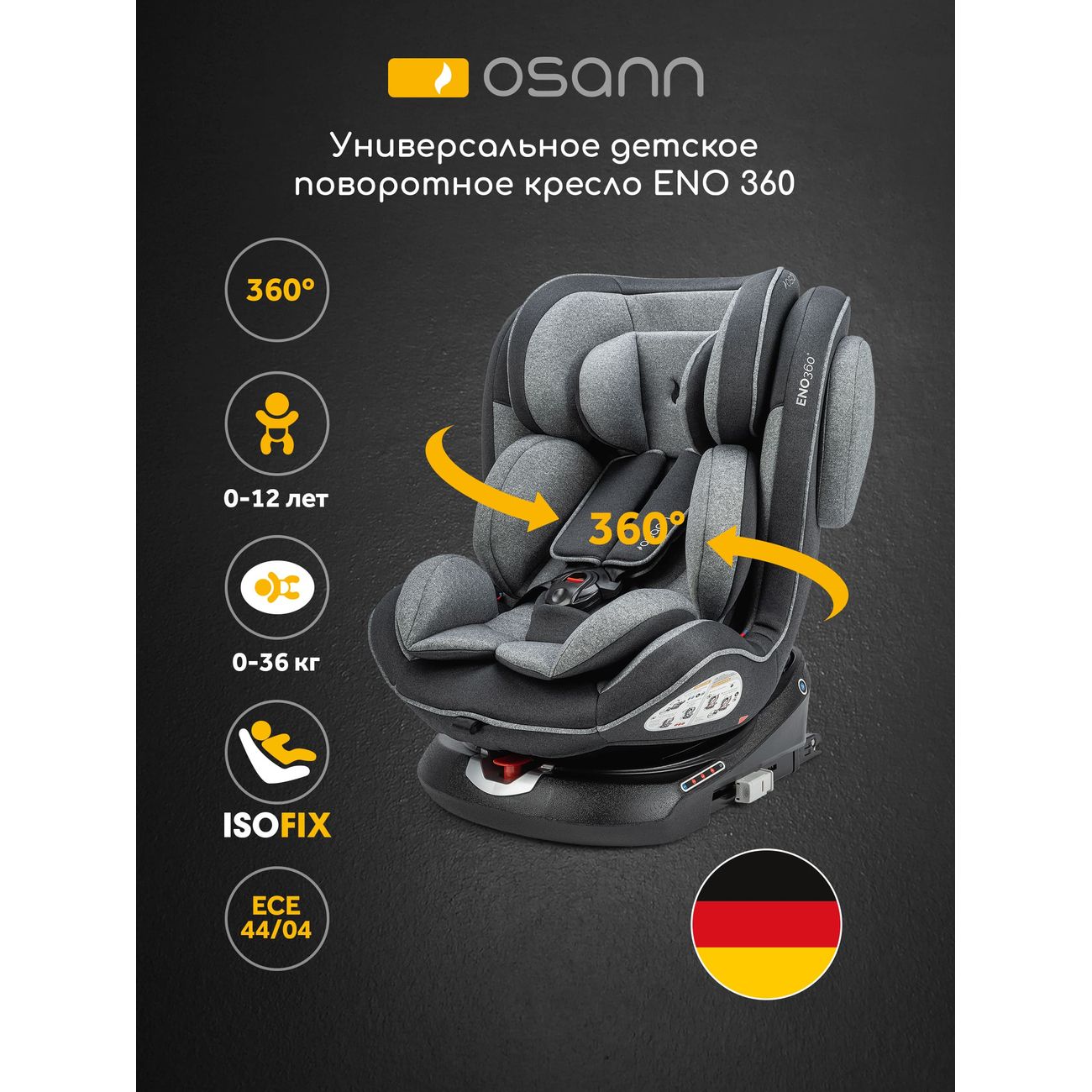 Детское автокресло Osann One360 Universe серый (ru108-210-252)