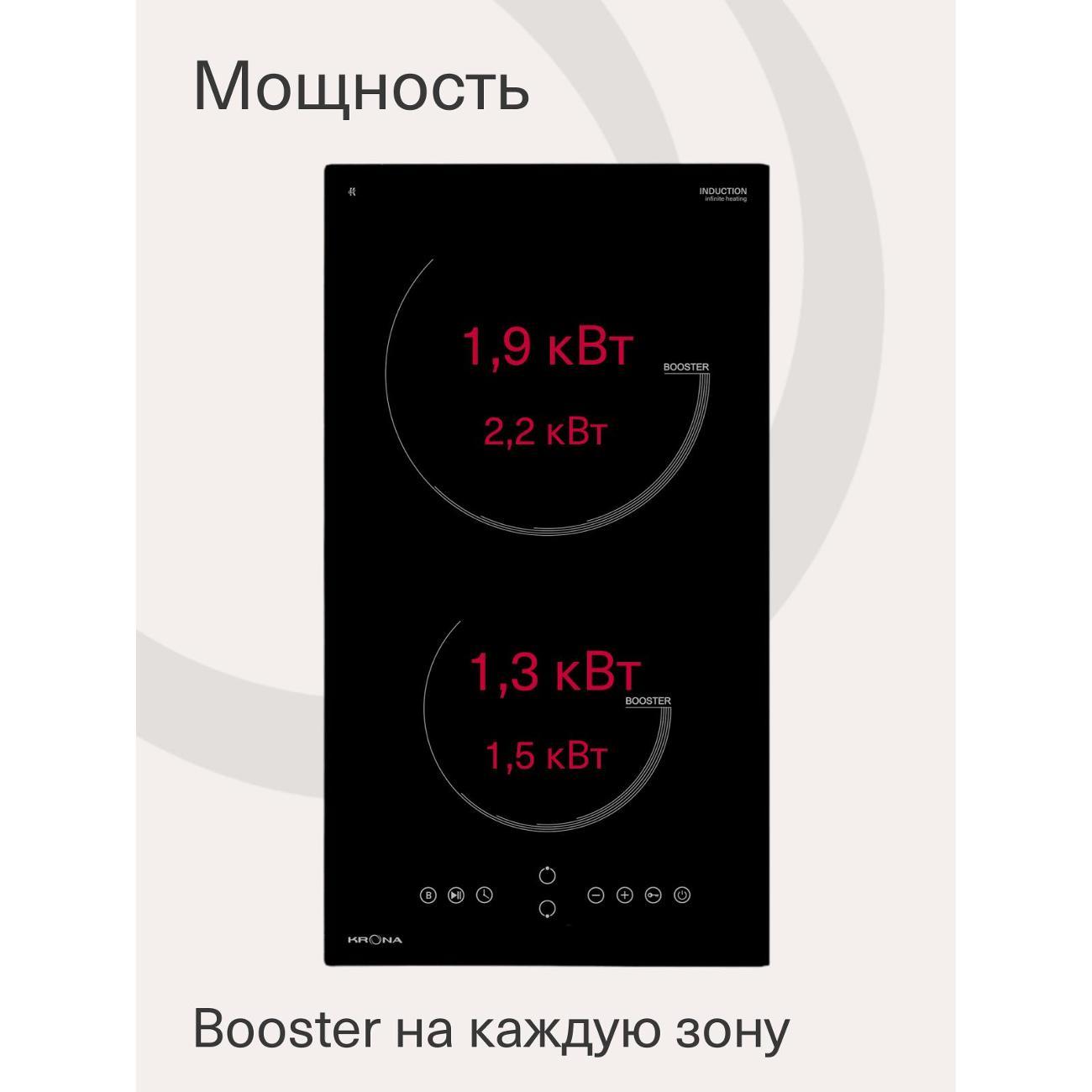 Встраиваемая индукционная панель независимая Krona VENTO 30 BL