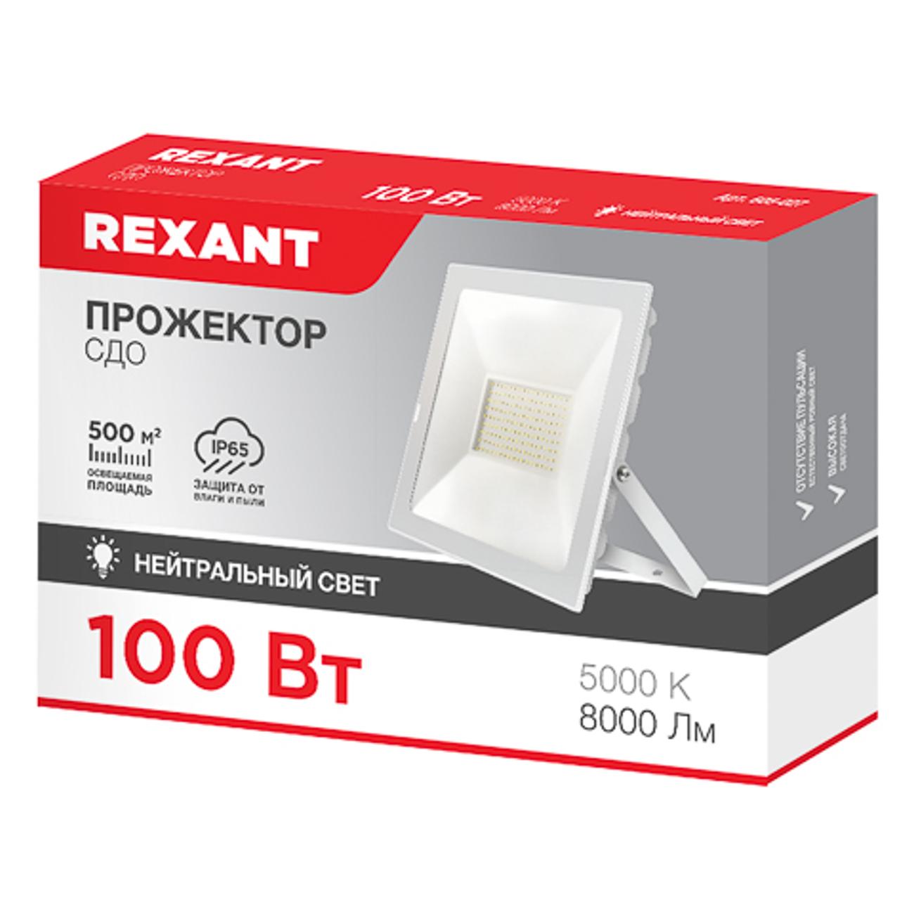 Прожектор Rexant 100 Вт 8000 Лм 5000 K IP65 (605-027)