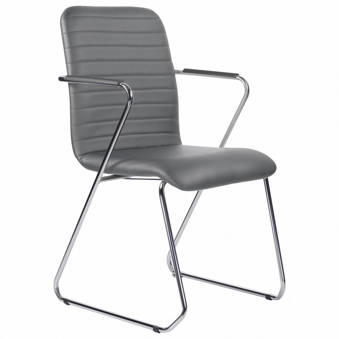 Кресло компьютерное Brabix Visit CF-101, хром, э/кожа, серое