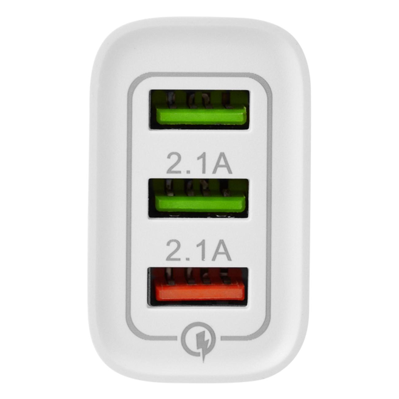 Сетевое зарядное устройство Rexant 3USB - 2.1А/2.1А/2.1А Quick Charge