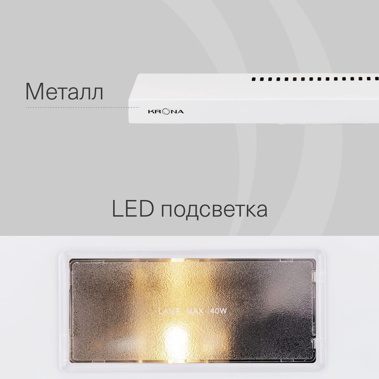 Вытяжка плоская Krona Jessica slim 600 white push button