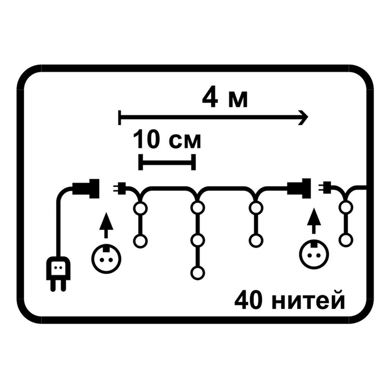 Гирлянда SHLights Бахрома RW-OIC208LSE-W-P