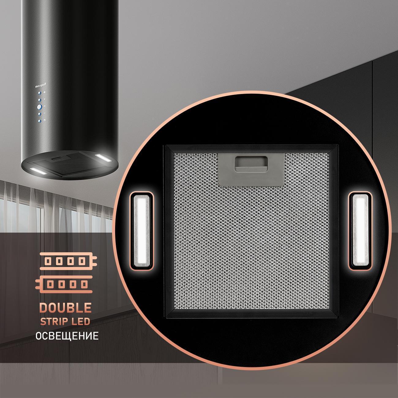 Островная вытяжка Weissgauff Tubus 1406 Island Black