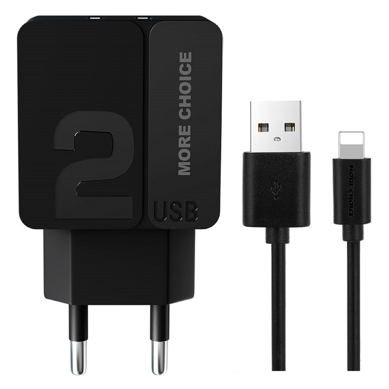 Сетевое зарядное устройство More Choice NC46i 1 м черный