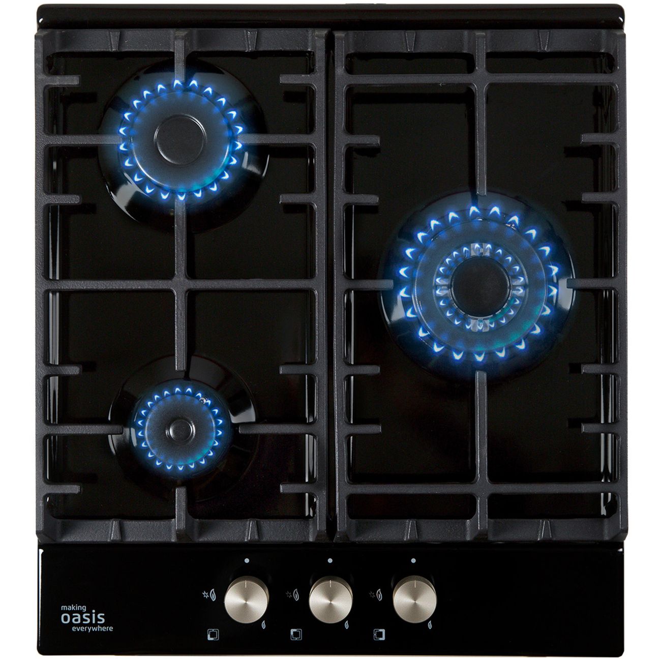 Встраиваемая газовая панель независимая Oasis P-3MBT черная фото