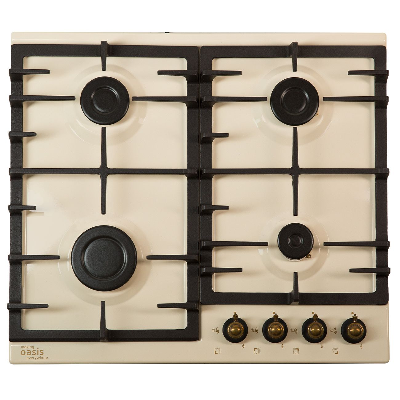 Встраиваемая газовая панель независимая Oasis P-MRRP бежевая/бронзовая