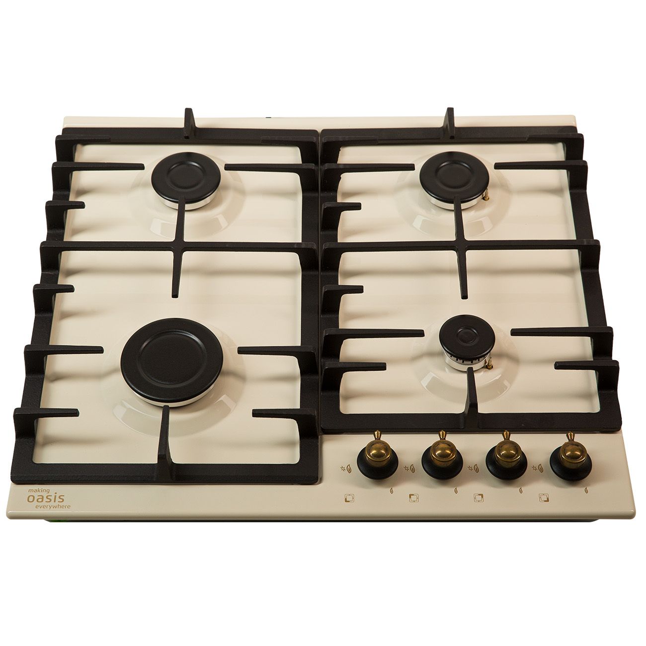 Встраиваемая газовая панель независимая Oasis P-MRRP бежевая/бронзовая