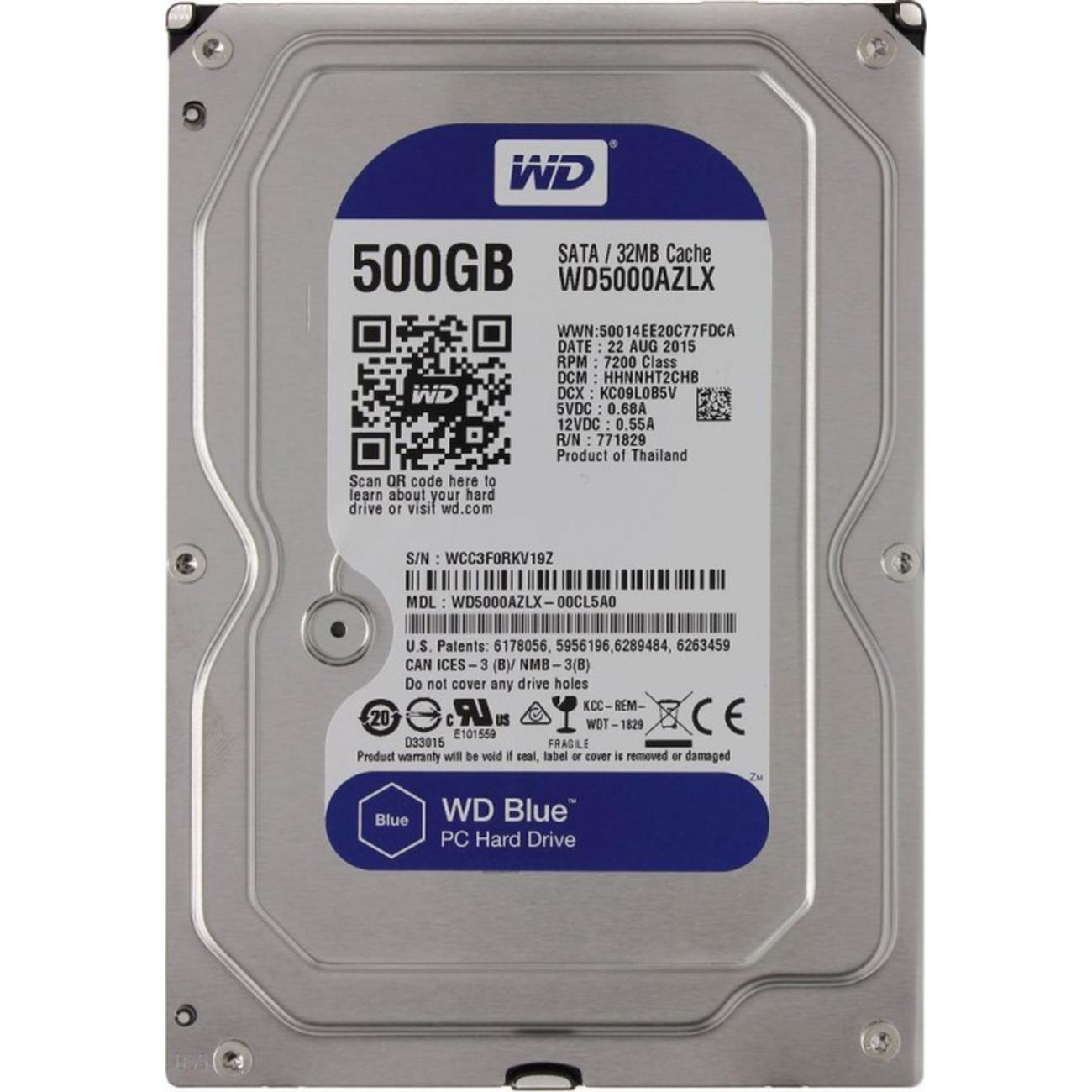 Внутренний HDD диск WD Blue 500Gb (WD5000AZLX)