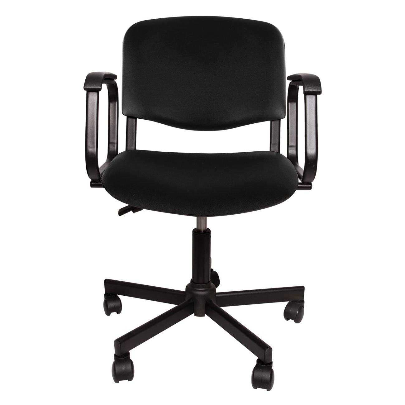 Кресло компьютерное нет бренда КР08, с подлокотниками, к/з, черное