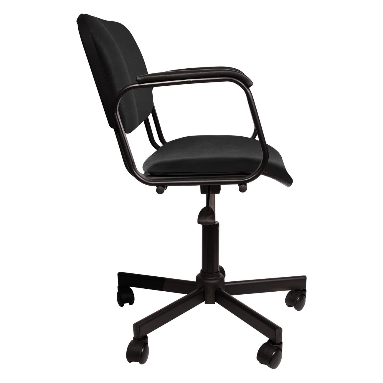 Кресло компьютерное нет бренда КР08, с подлокотниками, к/з, черное