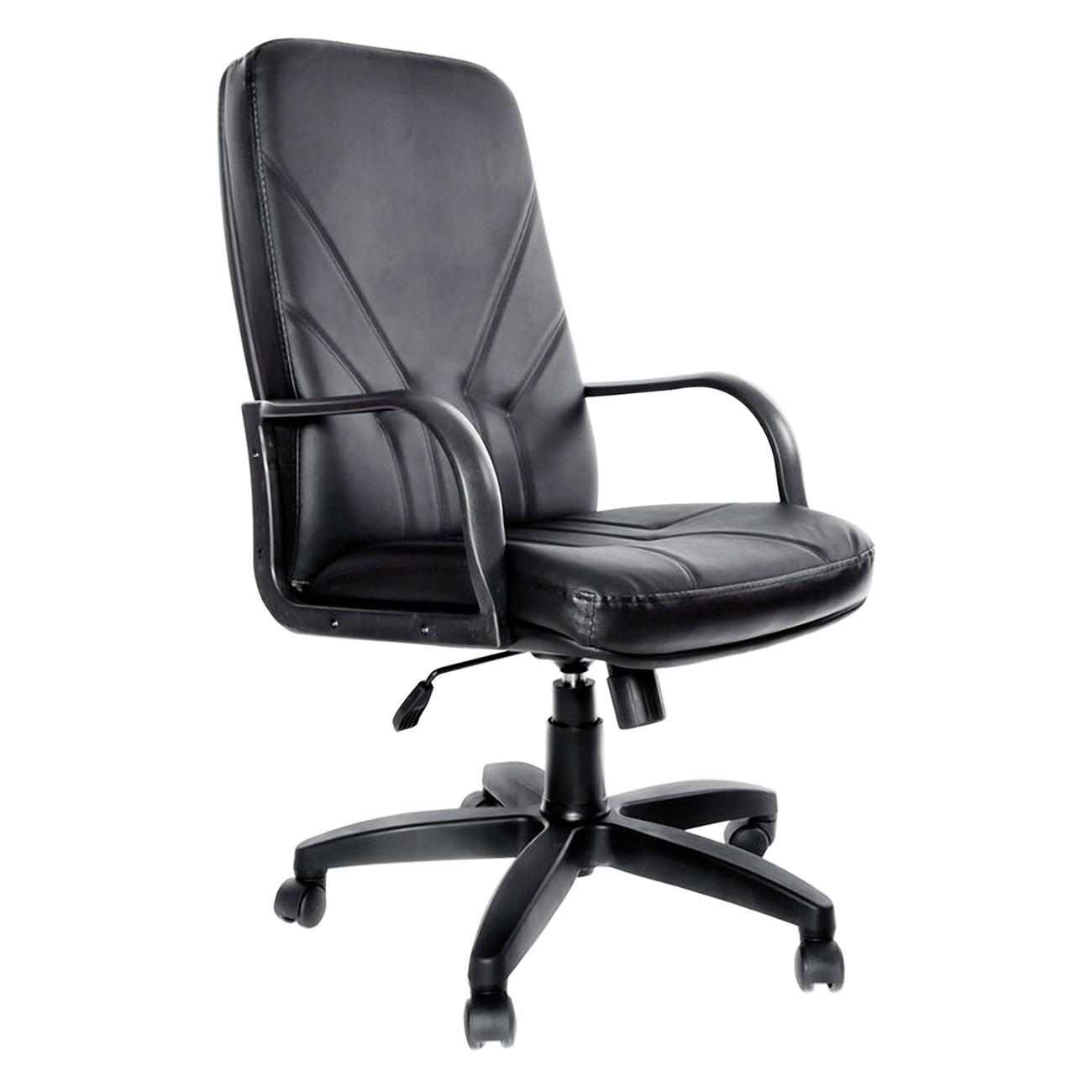 Кресло компьютерное Менеджер, кожа, монолит.каркас, черное