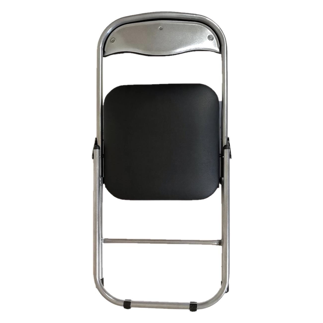 Кресло компьютерное Нет Бренда РС04, сереб.каркас, кожзам черный